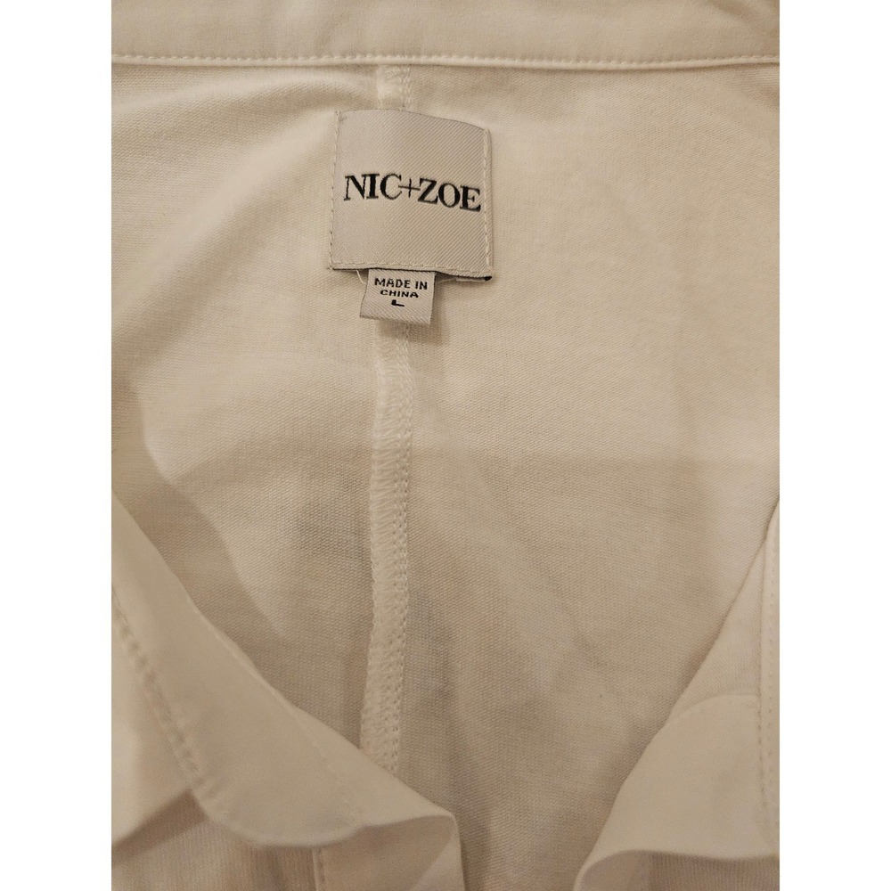 NIC+ZOE White Button Down Shirt Long Sleeve Cotton Modal Blend Women's Size L - Picture 3 of 8